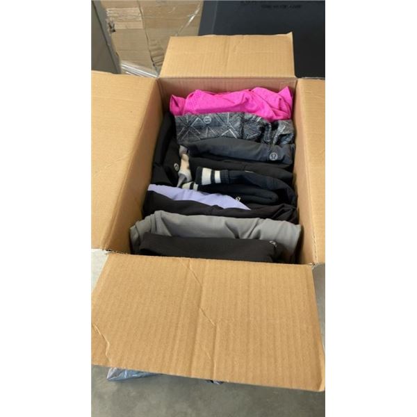 BOX OF LULULEMON CLOTHING SIZE 8 AND 10