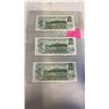 Image 2 : 3 MINT CANADIAN 1973 $1 BILLS LAST ISSUE