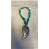 Image 1 : TURQUIOSE COLOURED STONES ABELONE SHELL FISH PENDANT CHOKER NECKLACE