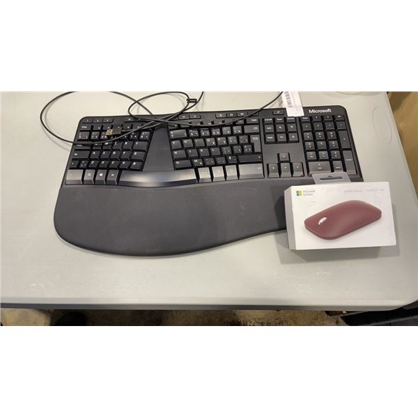 MICROSOFT SURFACE MOBILE MOUSE AND MICROSOFT ERGONOMIC KEYBOARD - TESTED WORKING