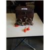 Image 1 : WICKER CASE WITH DECORATIVE METAL SAMAURAI HELMETS AND MORE