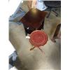 Image 1 : LEATHER INSERT PARLOUR TABLE AND 1 DRAWER WOOD ENDTABLE