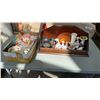Image 1 : BOX AND WOOD SHELF OF COLLECTIBLES