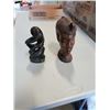 Image 1 : WOOD CARVED HEAD AND STONE FIGURE