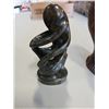 Image 3 : WOOD CARVED HEAD AND STONE FIGURE