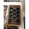 Image 8 : 4 TRAYS OF VINTAGE COLLECTIBLES, CAST IRON BAKING TRAYS, TOOLS, PICTURE