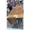 Image 2 : ANTIQUE CARVED DRAWL LEAF DINING TABLE WITH 4 CHAIRS