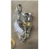 Image 5 : CLEAR GLASS JAR WITH VASE, SMALL HANGERS AND  SMALL COLLECTIBLE BELLS