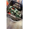 Image 2 : RUBBERMAID CAN OF GARDEN TOOLS, PUSH BROOM, HOSE HANGER AND MORE