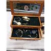 Image 2 : JEWELRY BOX WITH WATCHES AND TRAY OF SUNGLASSES