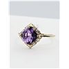 Image 2 : 14KT. YELLOW GOLD 7MM X 7.1MM NATURAL AMETHYST (1.65CTS) & DIAMOND (0.16CTS) RING, W/A $1160.00, SIZ