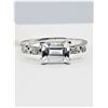 Image 8 : 14KT. WHITE GOLD 7MM X 4.9MM NATURAL AQUAMARINE & DIAMOND RING, RETAIL $1200.00, SIZE 7