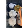 Image 2 : LOT OF BAKING DISHES - ROMERTOPF CLAY BAKER, CORNINGWARE POTS AND BAKING DISHES WITH LIDS AND SUNBUR