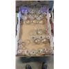 Image 2 : LIGHT FIXTURE WITH PENDENTS, TRAY OF STEMWARE
