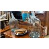 Image 1 : 2 BLUE GLASS CARBOYS AND 4 PLATTERS