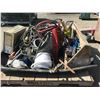 Image 1 : PALLET OF ASSORTED HAND TOOLS, JUMPER CABLES, & EXTENSION CORD