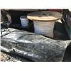 Image 2 : PALLET OF MISCELLANEOUS ITEMS-1 ROLL CLEAR POLY, 2 TRUCK TIRES, PARTIAL ROLL ELECTRICAL WIRE, ETC.