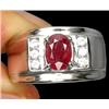 Image 1 : 1.01ct Oval Cut Red Ruby White Gold Vermeil Ring Size 6.5 (JEW-1214)