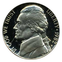 1982S Jefferson Nickel PROOF Graded PR70 DCAM (COI-4438)