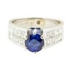 Image 2 : 3.15 ctw Round Brilliant Blue Sapphire And Diamond Ring - 14KT White Gold