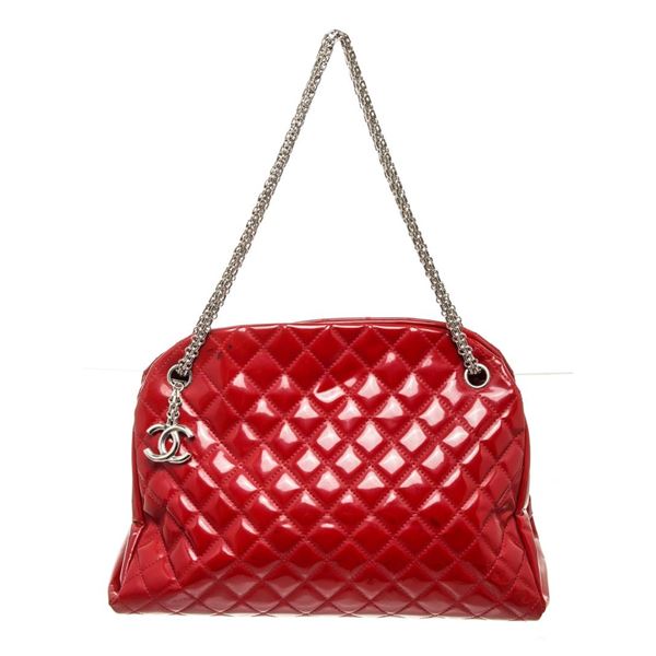 Chanel Red Leather Mademoiselle Bowling Bag
