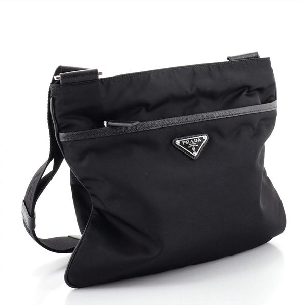 Prada Front Zip Messenger Bag Tessuto Medium
