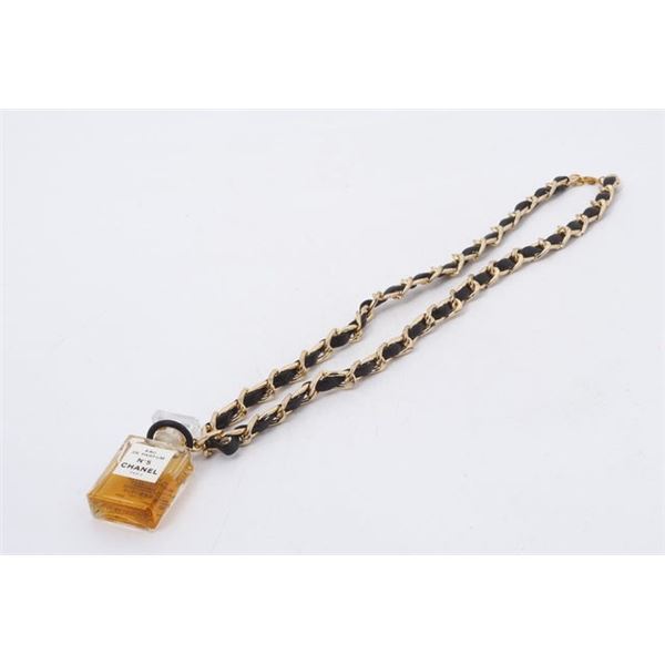 Chanel Gold-tone Perfume Bottle Charm Necklace