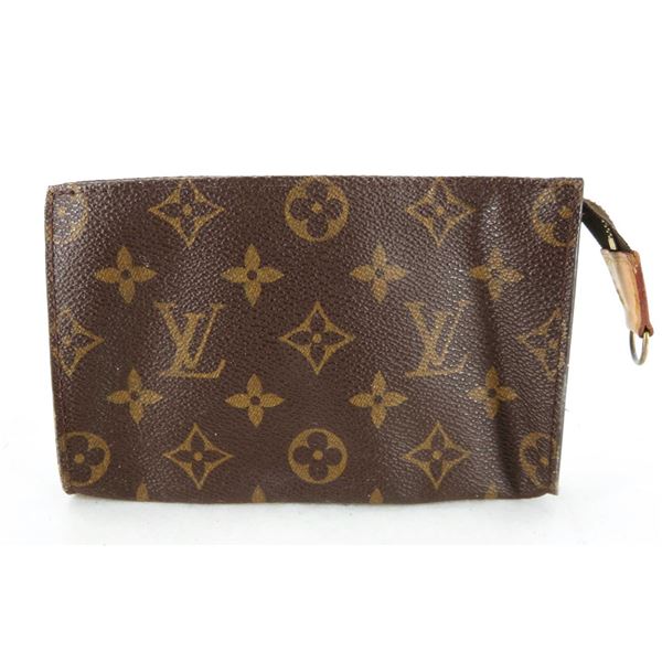 Louis Vuitton Brown Monogram Canvas Leather Toiletry 15cm Pouch