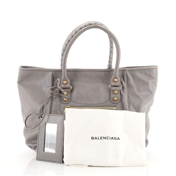 Balenciaga Sunday Tote Giant Studs Leather Small Gray
