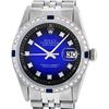 Image 2 : Rolex Mens Stainless Steel Blue Vignette Diamond & Sapphire Datejust Wristwatch