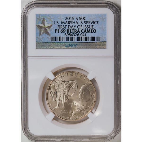 2015-S U.S. Marshals Service Half Dollar Coin NGC PF69 Ultra Cameo