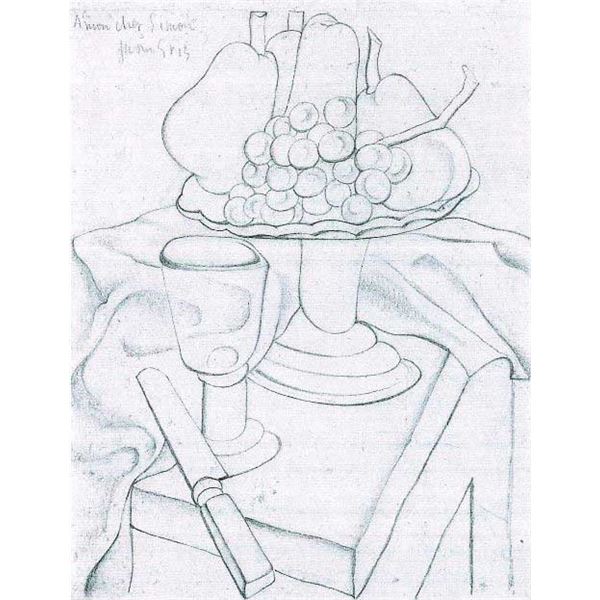 Juan Gris - Fruit Bowl, Glass And Knives