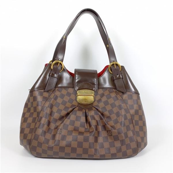 Louis Vuitton Damier Ebene Canvas Leather Sistina MM Shoulder Bag