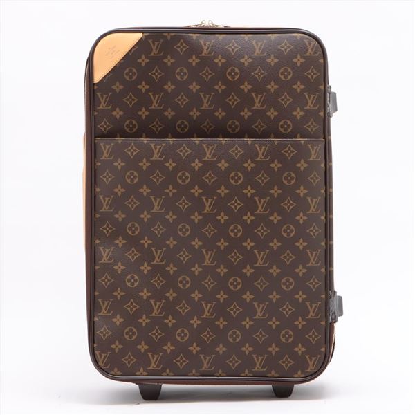 Louis Vuitton Brown Monogram Canvas Leather Pegase 55 cm Rolling Luggage