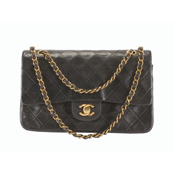Chanel Classic Black Quilted Lambskin Leather CC Double Flap Small Shoulder Bag