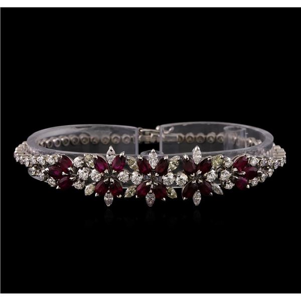 3.96 ctw Ruby and Diamond Bracelet - 18KT White Gold