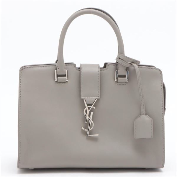 Saint Laurent Gray Leather Baby Cabas 2Way Bag 424868