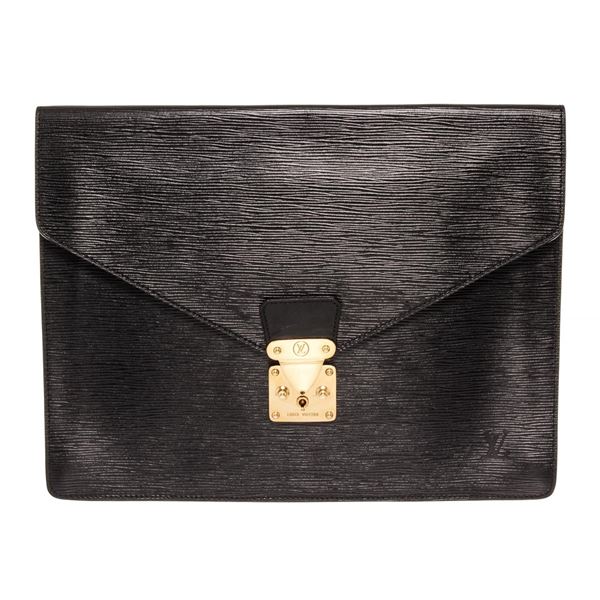 Louis Vuitton Black Epi Leather Porte Document Briefcases
