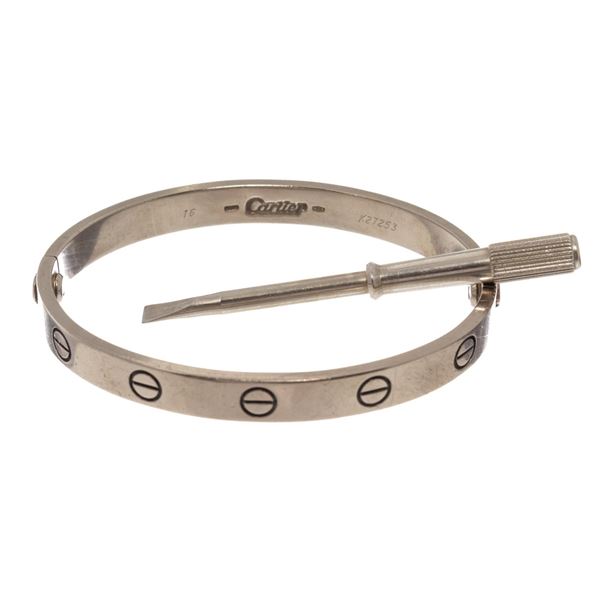 Cartier White Gold Love Bracelet Size 16