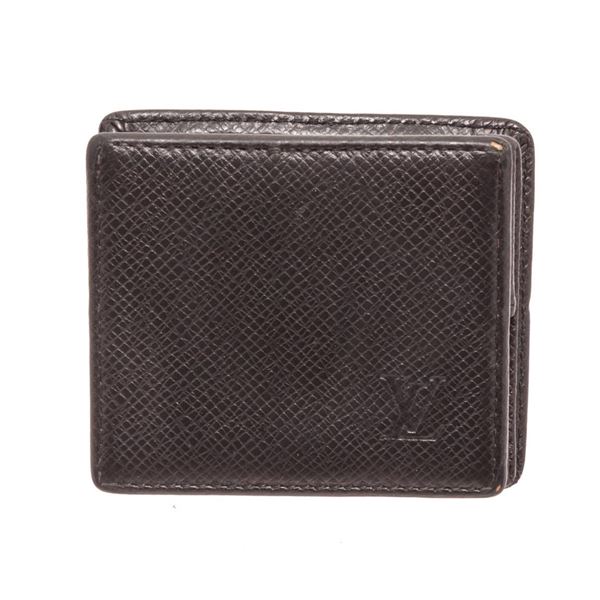 Louis Vuitton Black Taiga Leather Boite Coin Case Wallet