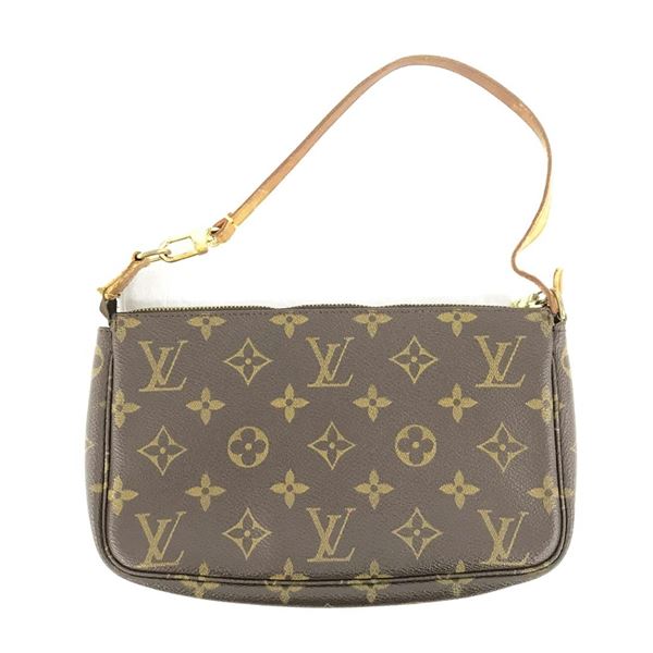 Louis Vuitton Brown Monogram Canvas Leather Pochette Accessoires Shoulder Bag