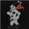 Image 2 : Vintage 18k White Gold Diamond Black Onyx and Coral Clown Brooch Pin