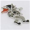 Image 5 : Vintage 18k White Gold Diamond Black Onyx and Coral Clown Brooch Pin