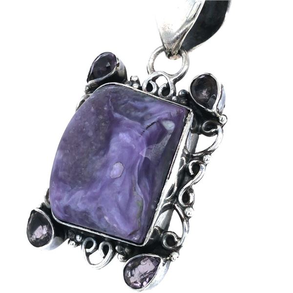 Beautiful AAA Chalcedony & Amethyst Pendant