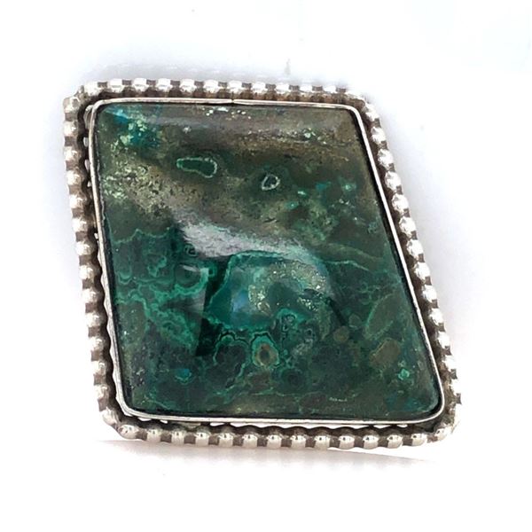 Beautiful Green Jasper sterling Silver Brooch