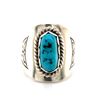 Image 1 : Navajo Kingman Turquoise Man 's Ring 10 3/4 Signed