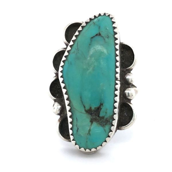 Navajo Vintage Hachita Turquoise Handmade Ring