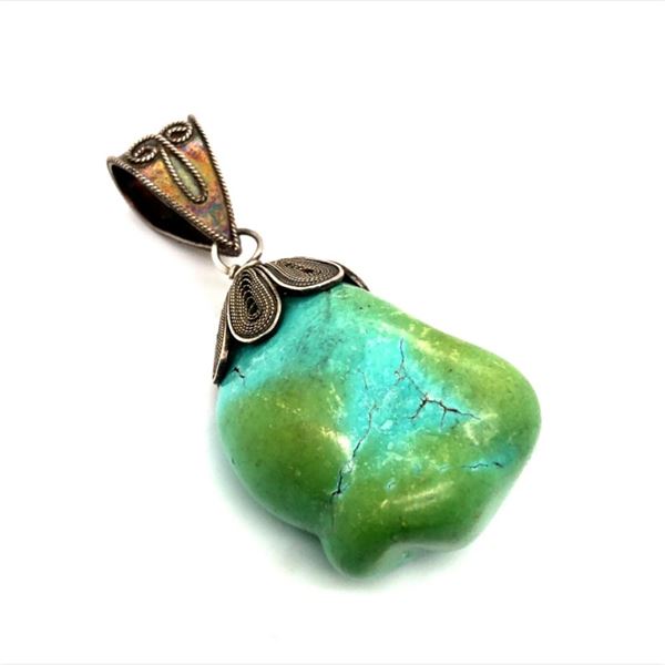 Navajo Vintage Carico Lake Turquoise Pendant