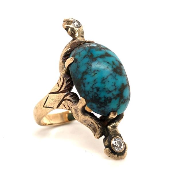 Handmade Spider Web Turquoise Ring