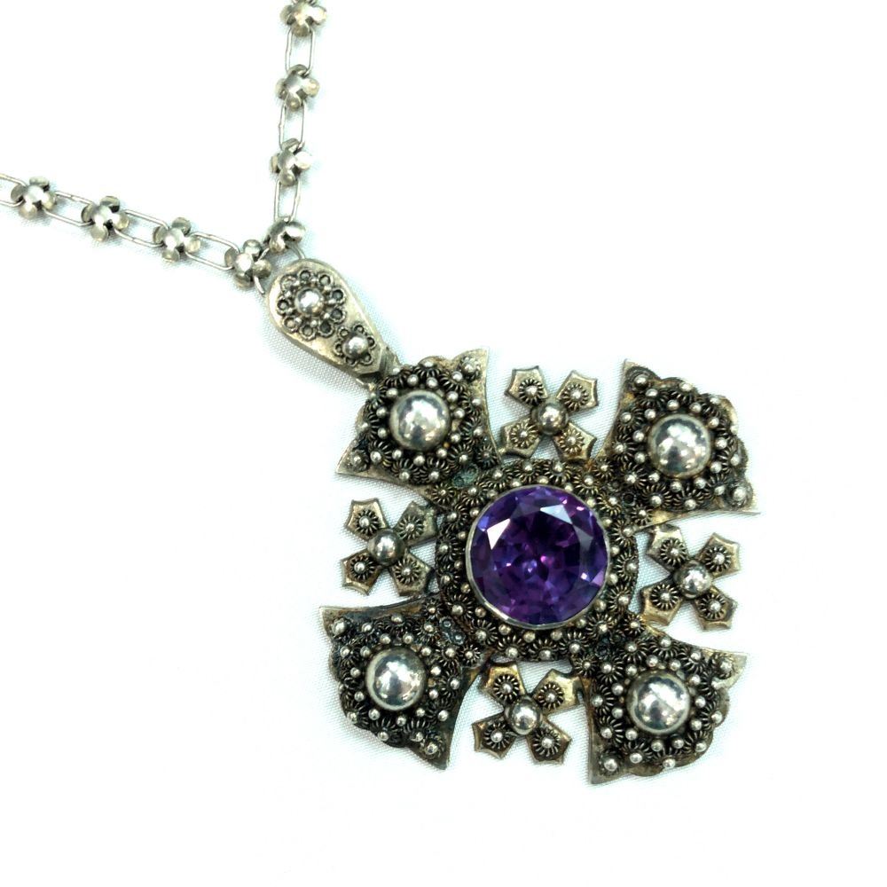 Unique Circa 1900 Jerusalem Cross with Alexandrite